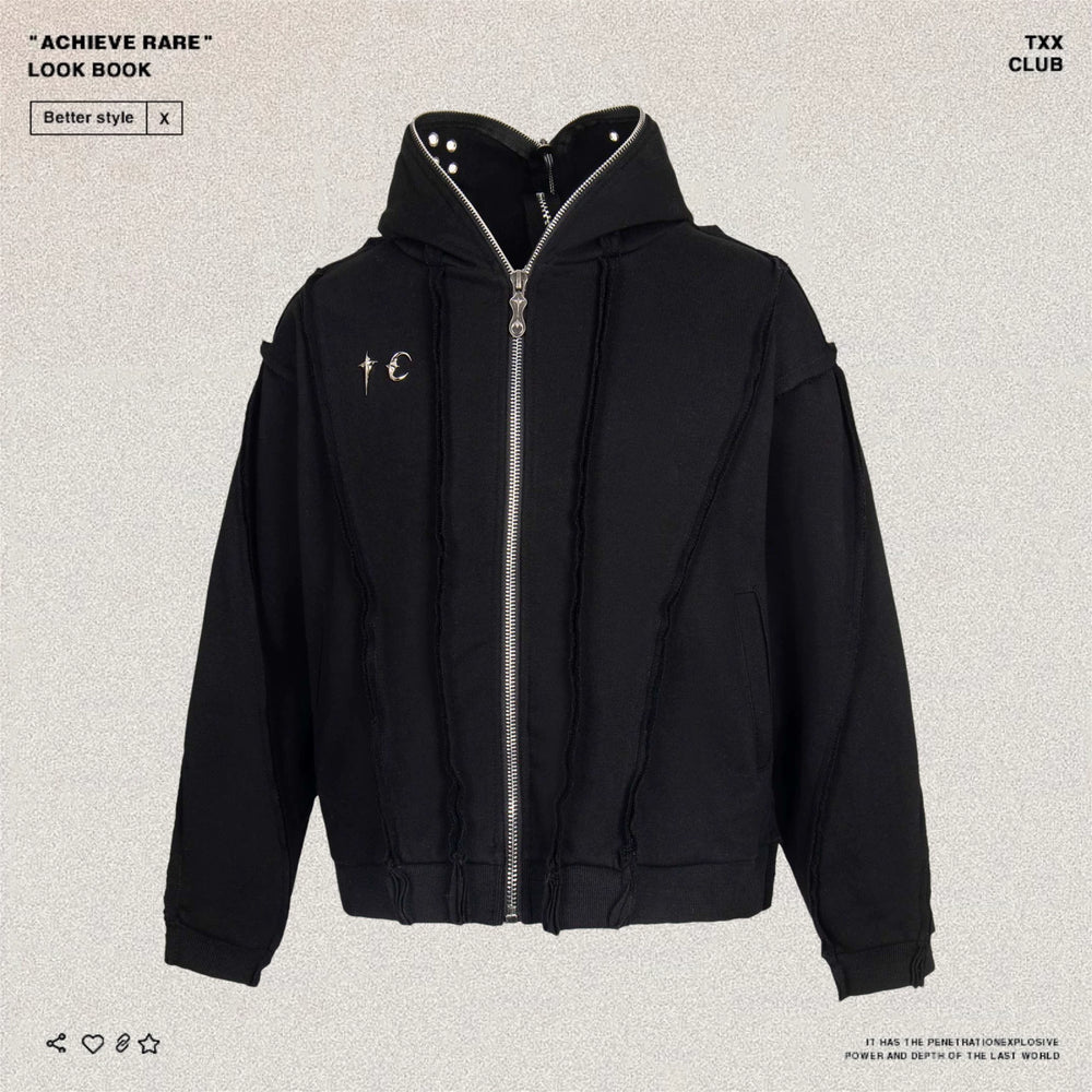 THUG CLUB washed hooded sweatshirt, wasteland style cardigan jacket, trendy brand loose hoodie