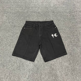 Thug Club美式复古水洗做旧星月绣花LOGO牛仔短裤男女宽松裤子 潮