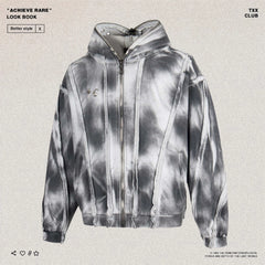 THUG CLUB washed hooded sweatshirt, wasteland style cardigan jacket, trendy brand loose hoodie