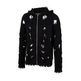 Trendy brand Thug Club Japanese and Korean Star Moon VW ripped hooded knit sweater unisex jacket top