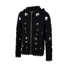 Trendy brand Thug Club Japanese and Korean Star Moon VW ripped hooded knit sweater unisex jacket top