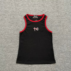 Thug Club American High Street Trendy Brand Summer Retro Contrast Letter Logo Embroidered Sleeveless Tank Top Sweatshirt Fog