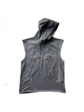Thug club washed retro distressed embroidered torn hole hoodie, camisole top, same style as Yang and Su