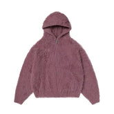 Thugclub imitation mink fur fur plush zipper pink cardigan jacket metal logo silhouette hooded sweater for men