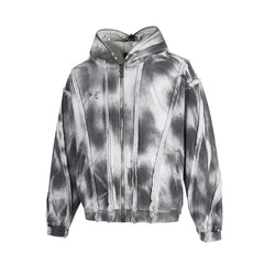 Thug Club American retro distressed washed and ripped zipper jacket, men's and women's loose casual hooded sweatshirt, trendy