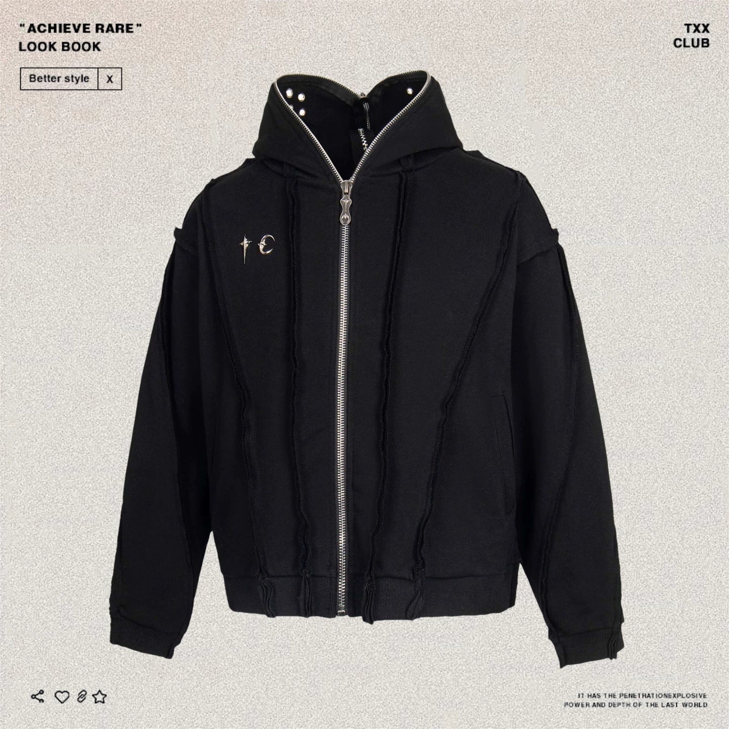 THUG CLUB washed hooded sweatshirt, wasteland style cardigan jacket, trendy brand loose hoodie