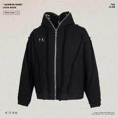 THUG CLUB washed hooded sweatshirt, wasteland style cardigan jacket, trendy brand loose hoodie