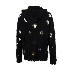 Trendy brand Thug Club Japanese and Korean Star Moon VW ripped hooded knit sweater unisex jacket top
