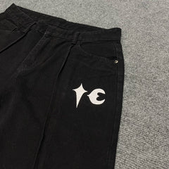 Thug Club美式复古水洗做旧星月绣花LOGO牛仔短裤男女宽松裤子 潮