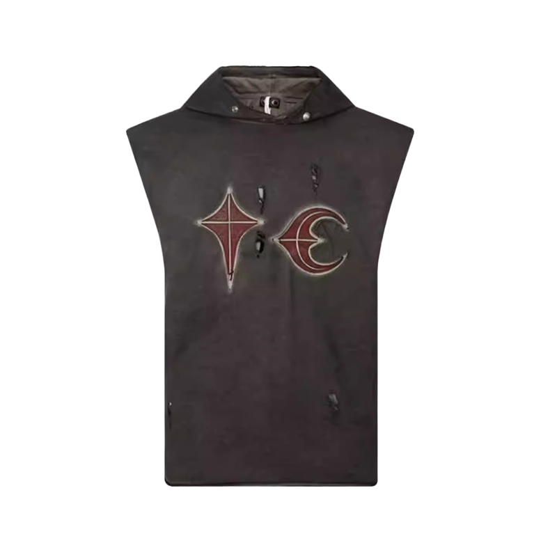 Thug Club embroidered hole-cutting hooded tank top
