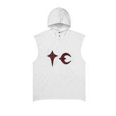 Thug Club embroidered cut-out hooded tank top, white
