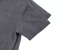 Trendy ThugClub Retro Embroidered Logo Splicing Short Sleeve Washed Outdated Loose Casual Hip Hop Couple T-shirt