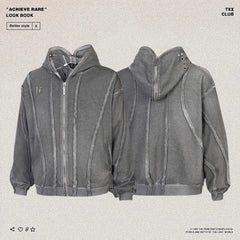 THUG CLUB washed hooded sweatshirt, wasteland style cardigan jacket, trendy brand loose hoodie