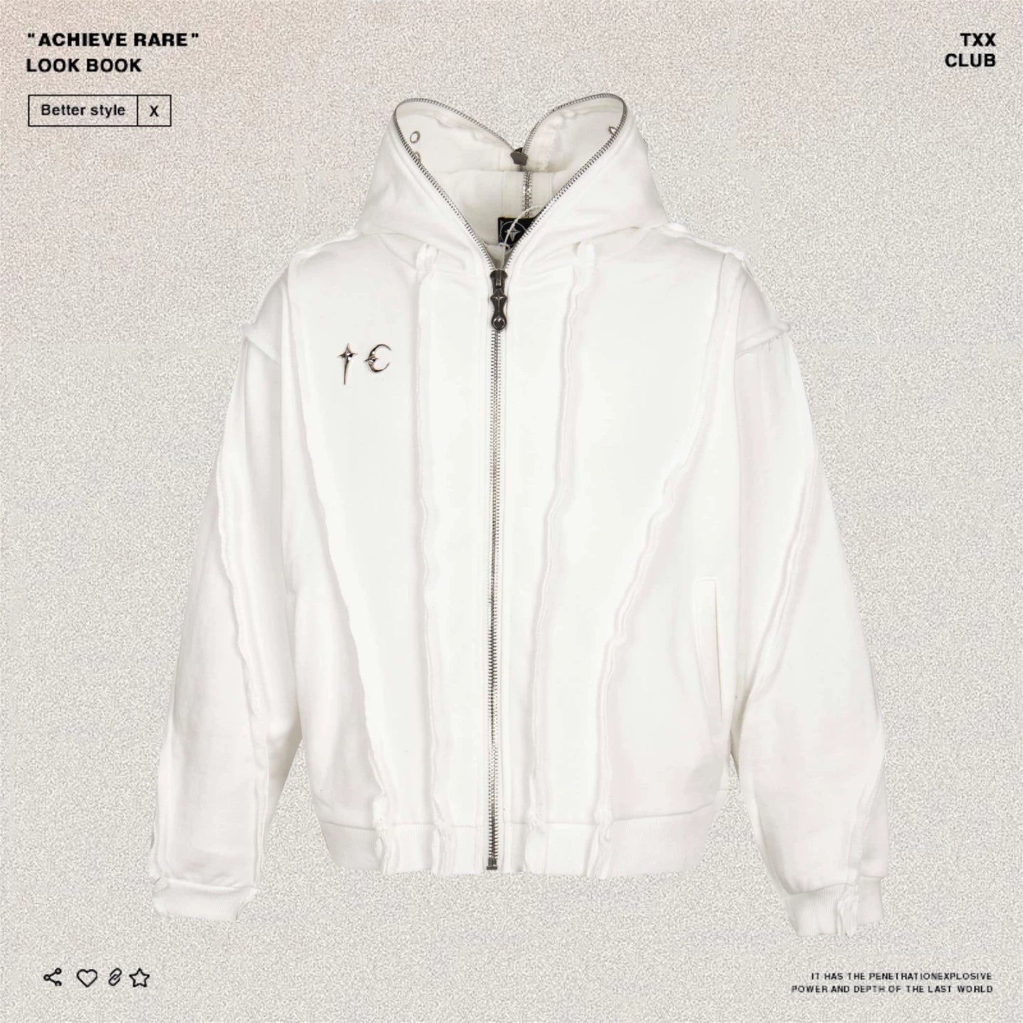 THUG CLUB washed hooded sweatshirt, wasteland style cardigan jacket, trendy brand loose hoodie