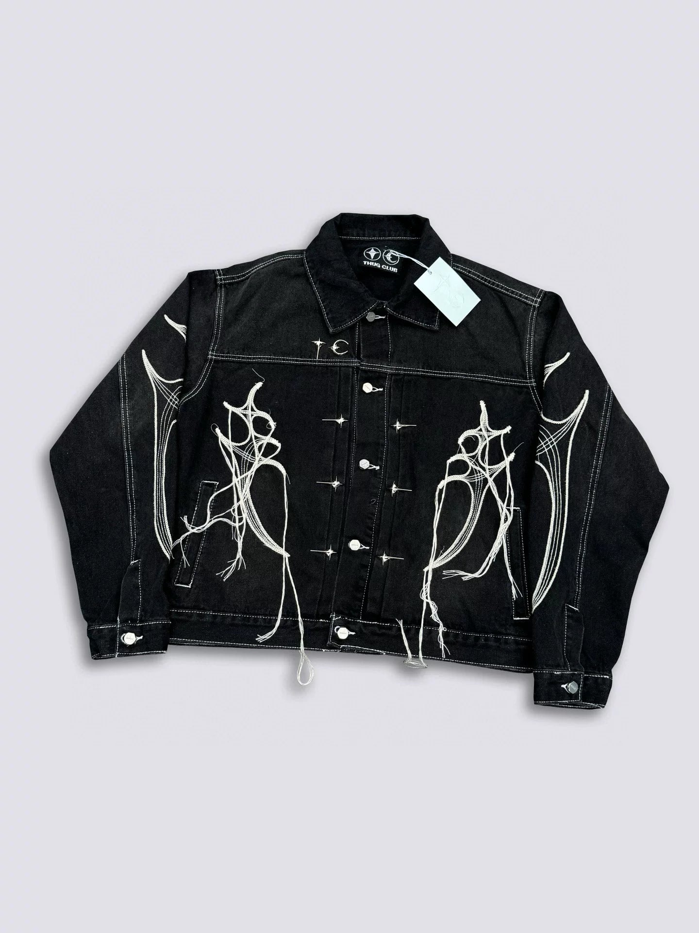 Thug Club Heavy Industry Washed and Used Tassel Embroidered Silver Logo Cowboy Set Pants Jackets Trendy