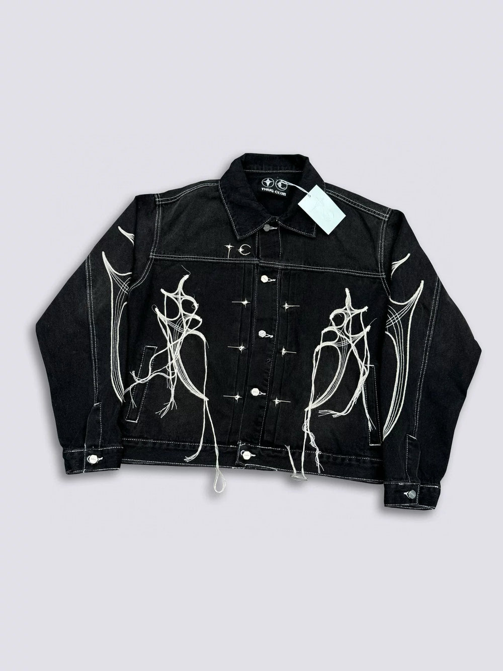 Thug Club Heavy Industry Washed and Used Tassel Embroidered Silver Logo Cowboy Set Pants Jackets Trendy