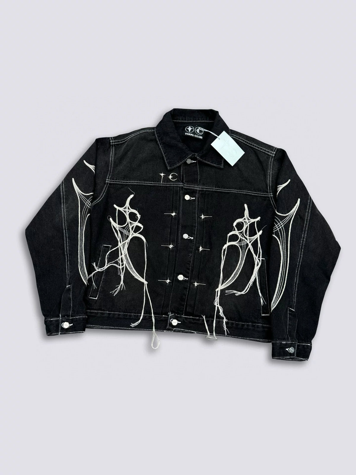 Thug Club Heavy Industry Washed and Used Tassel Embroidered Silver Logo Cowboy Set Pants Jackets Trendy