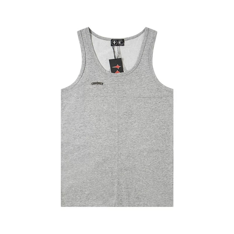 Thug Club European and American High Street Trendy Brand Summer Sports and Leisure Metal Star Moon Logo Sleeveless Tank Top Sweatshirt for Men